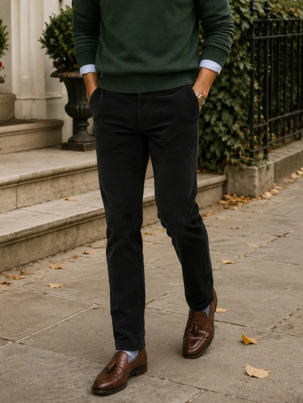 J.Crew Corduroy Pants 28 Black Straight Leg Preppy Minimalist Normcore Classic